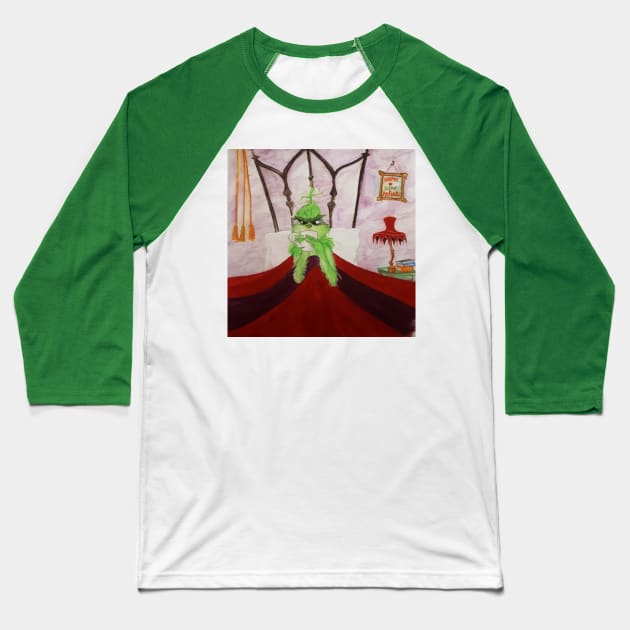 Grinchmas - Illustration Baseball T-Shirt by Le petit fennec